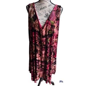 Venus Red Floral burnout velvet Dress sleeveless dress sz 3X